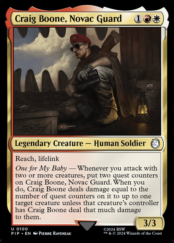 Craig Boone, Novac Guard pip 100