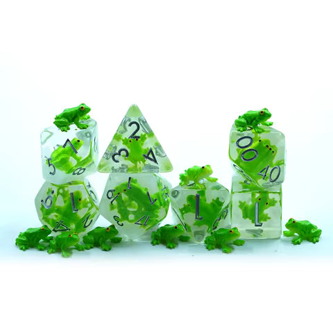 White Frog Resin Dice Set