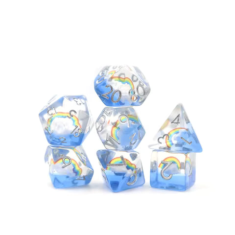 Light Blue Rainbow Resin Dice Set