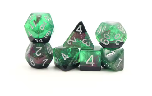 Green Glitter Resin Dice Set