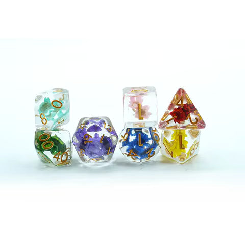 Colorful Flower Resin Dice Set