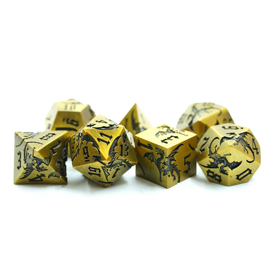 Gold Purple Metal Dice Set