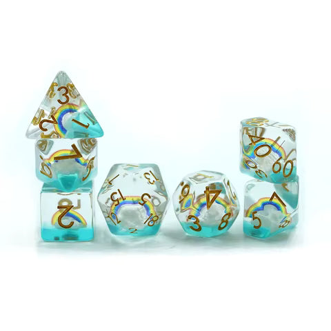 Light Blue Rainbow Resin Dice Set