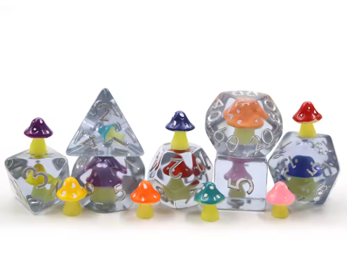 Rainbow Mushroom Resin Dice Set
