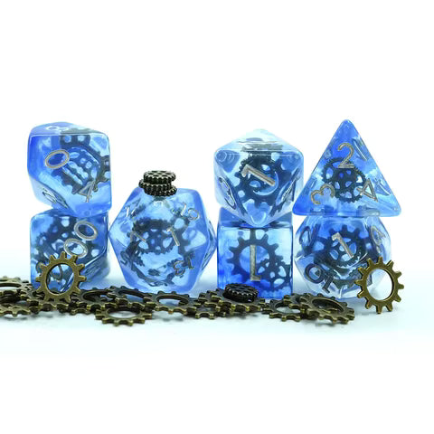 Blue Gear Resin Dice Set