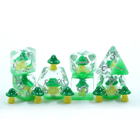Green Mushroom Resin Dice Set