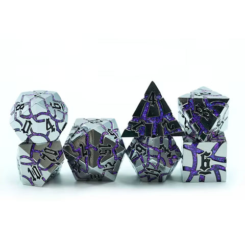 Purple Cracked Metal Dice Set