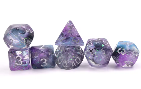 Purple Glitter Resin Dice Set