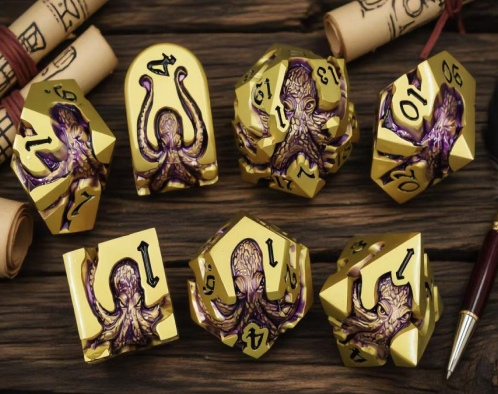 Abyssal Kraken Metal Dice Set Gilded