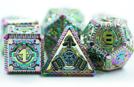 Rainbow Mechanical Metal Dice Set