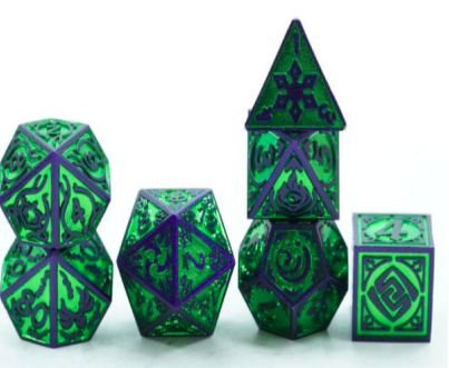 Seven Elements Metal Dice Set Green