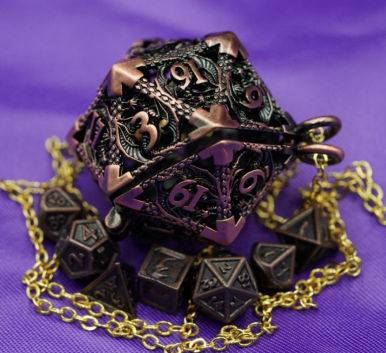 D20 Pendant with Mini Dice Bronze