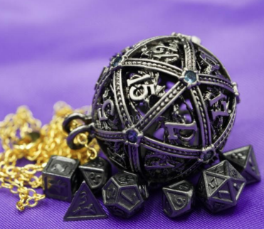 D20 Pendant with Mini Dice Steel