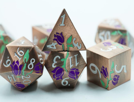 Metal Tulip Bronze Dice Set