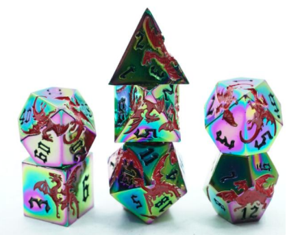 Metal Rainbow Dragon Dice Set