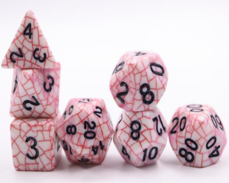 Red Cracked Acrylic Dice Set