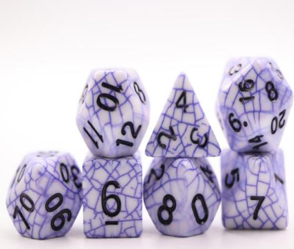 Purple Cracked Acrylic Dice Set