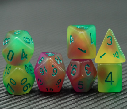 Glow in the Dark Acrylic Dice Set 3 Colour