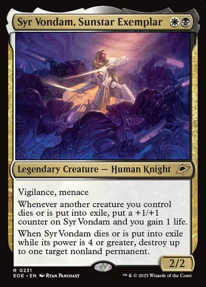 Syr Vondam, Sunstar Exemplar eoe 231