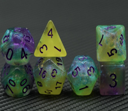 Glow in the Dark Acrylic Dice Set 3 Colour Purple