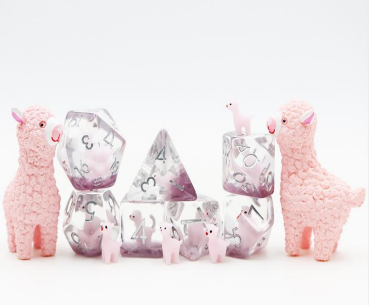 Pink Alpaca Acrylic Dice Set