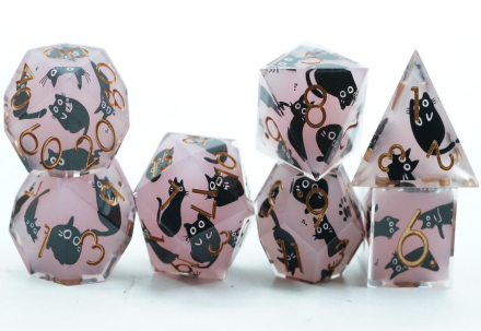 Liquid Black Cat Resin Dice Set