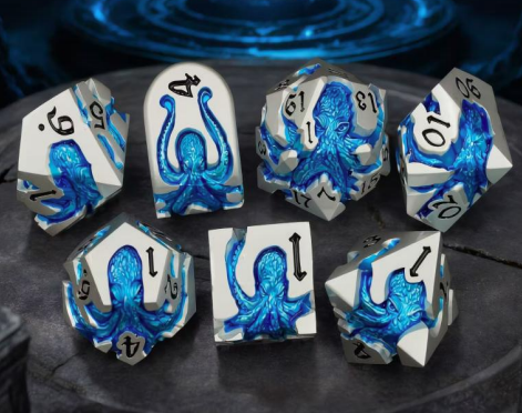 Abyssal Kraken Metal Dice Set Blue