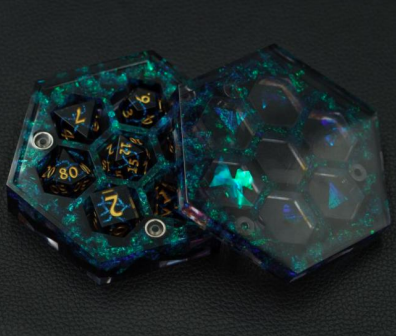 Resin Dice Box Blue Flake