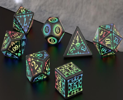 LED DnD Flashing Dice Set RGB