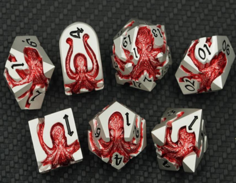 Abyssal Kraken Metal Dice Set Red