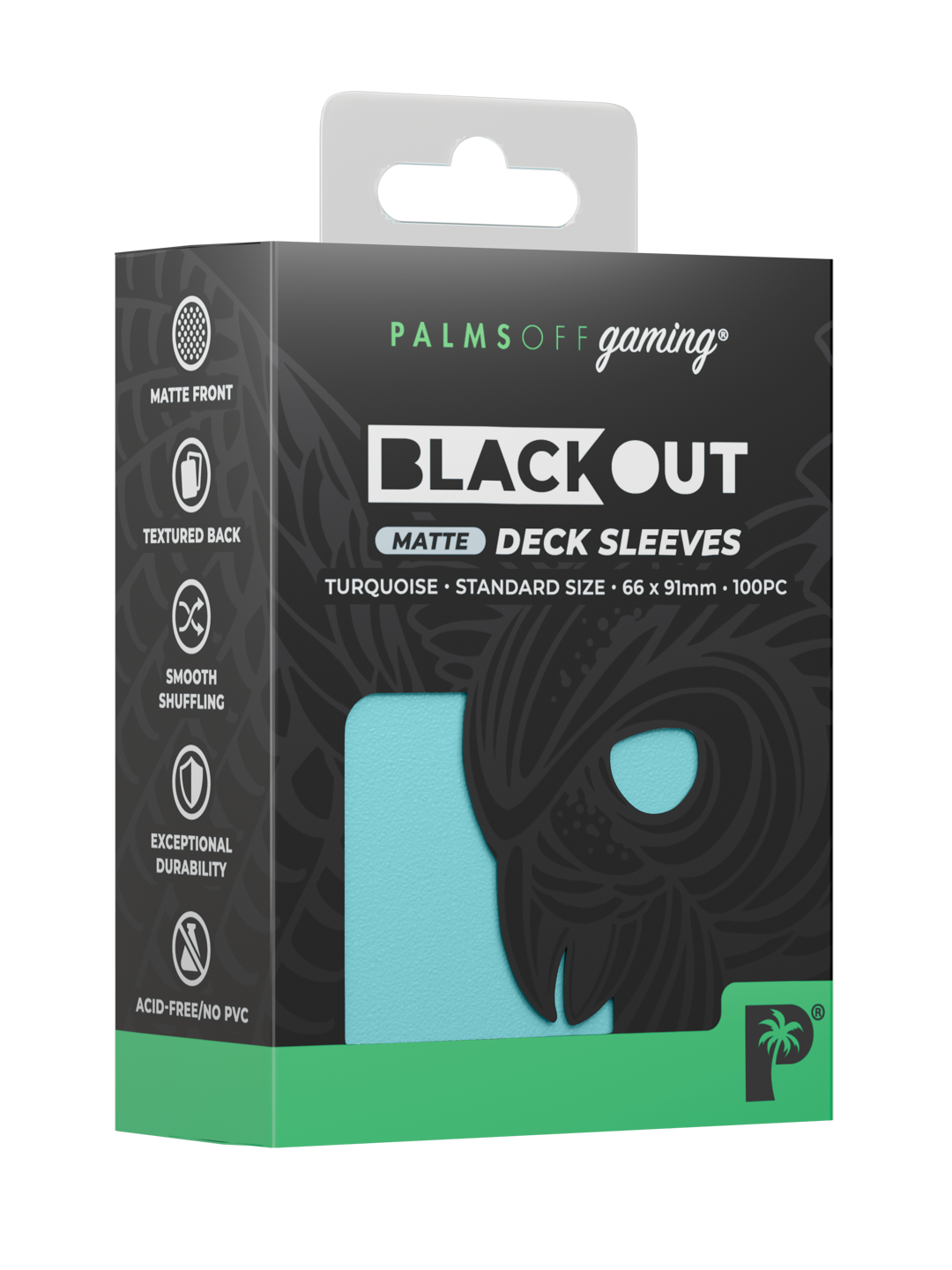 Palms Off - Blackout Deck Sleeves - Standard Size - Turquoise
