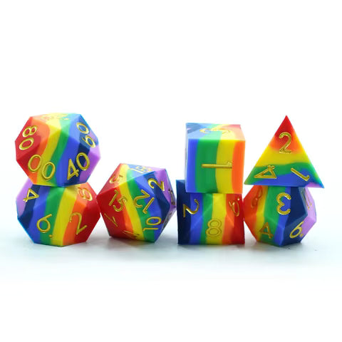 Rainbow Silicone Dice Set