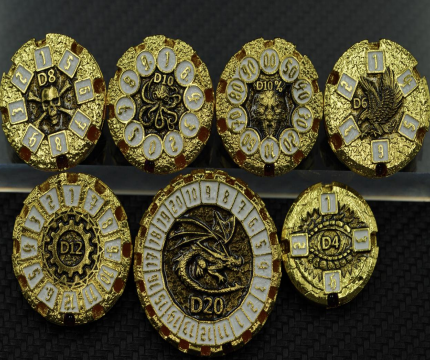Roulette Gold and White Metal Plate Dice